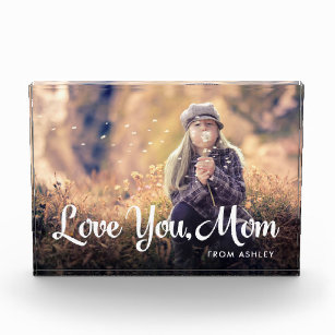 Love You Mom   Trendy White Typography and Photo