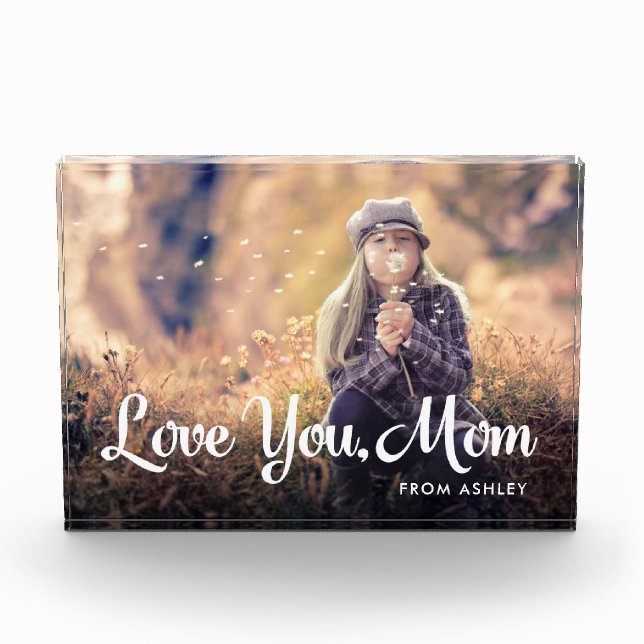 Love You Mom | Trendy White Typography and Photo (Front)