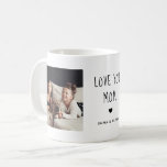 Love You Mom | Two Photo Handwritten Text Coffee Mug<br><div class="desc">This simple and stylish black and white mug says "Love you Mom" in trendy,  handwritten black text with a matching heart and a spot for your name. There is also room to show off two of your favourite personal photos for a gift your mother will love.</div>