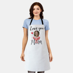 Love you mom with personalized pic apron