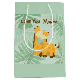 Love You Momma Two Giraffes Mother's Day  Medium Gift Bag