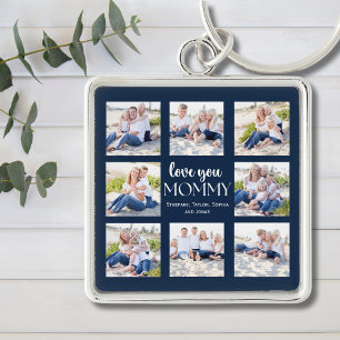 Love you Mommy Collage Photos childrens Blue Keychain