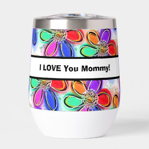 Love You Mommy Colourful Artsy Flowers Love NAME