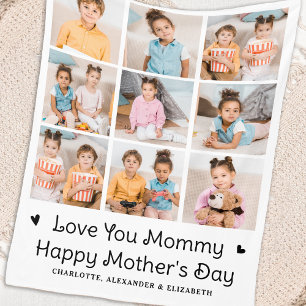 Love You MOMMY Custom Mother's Day 9 Photo Collage Fleece Blanket