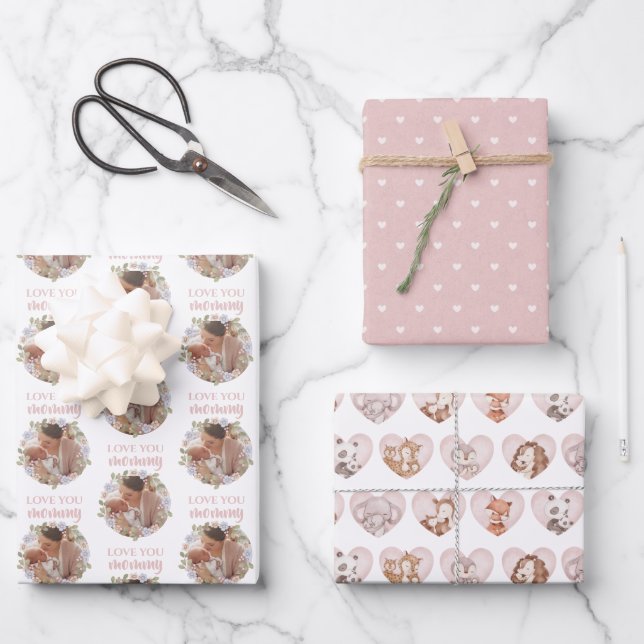 Love You Mommy Photo Wrapping Feuilles de papier (Recto)