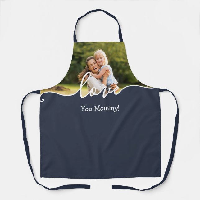 Love You Mommy Script Photo Apron (Front)