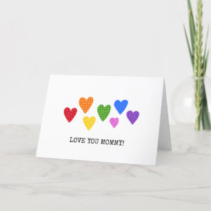 Love You Mommy With All Our Hearts Kids Colourful Holiday Card