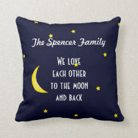Love You Moon and Back Personalized Family Pillow
