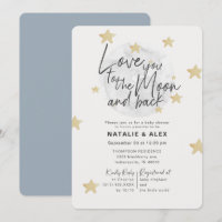 Love You Moon & Back Boy Baby Shower Invitation