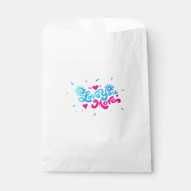 Love You More Clean Typography Style  Favour Bag (Front)
