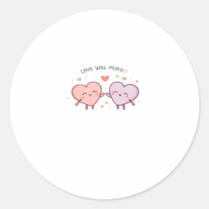 Love You More Couple Hearts Valentine Romantic Des Classic Round Sticker