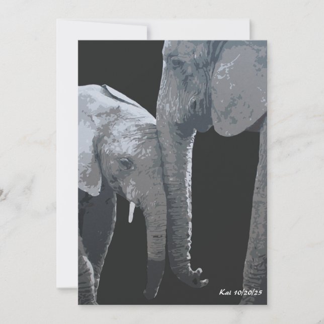 Love You More, Elephant Original Art Invitation (Front)