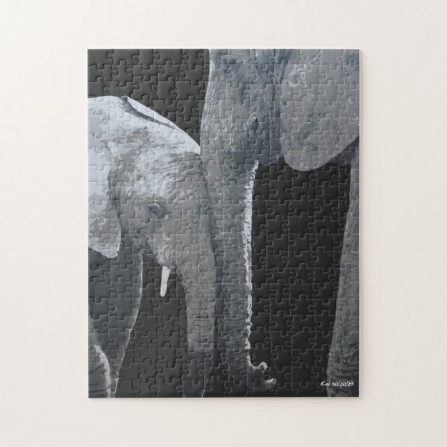 Love You More, Elephant Original Art Jigsaw Puzzle (Vertical)