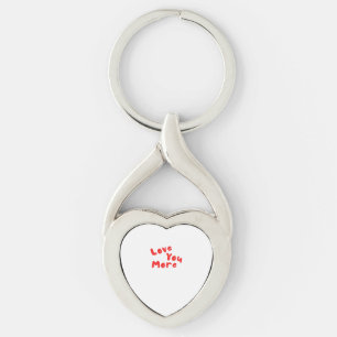 Love You More Floral Heart Line Art  Keychain