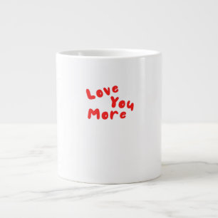 Love You More Floral Heart Line Art  Large Coffee Mug