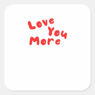 Love You More Floral Heart Line Art  Square Sticker