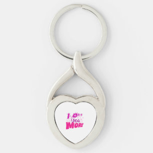 Love You More Hearts And Dots Playful Design  Keychain