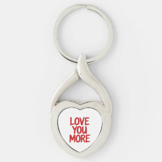 Love You More Minimal Heartfelt Design  Keychain