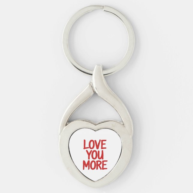 Love You More Minimal Heartfelt Design  Keychain (Front)