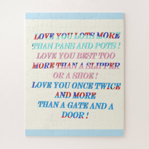 Love you more occasion gift with words jigsaw puzzle