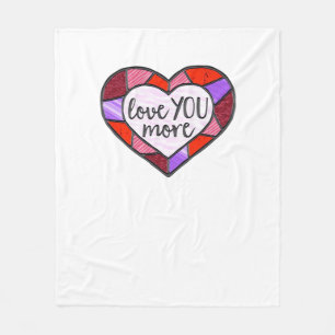 Love You More Stained Glass Heart Mosaic Artistic  Fleece Blanket