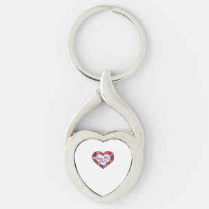 Love You More Stained Glass Heart Mosaic Artistic  Keychain