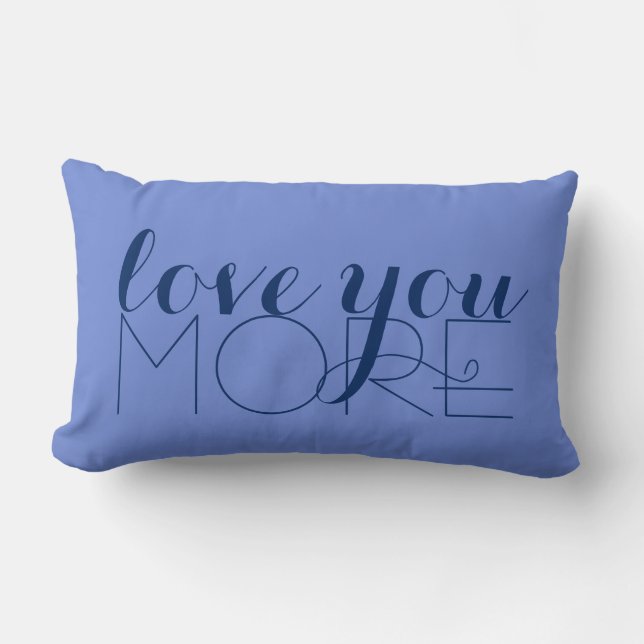 Love You More Text Hydrangea Purple Lumbar Pillow (Front)