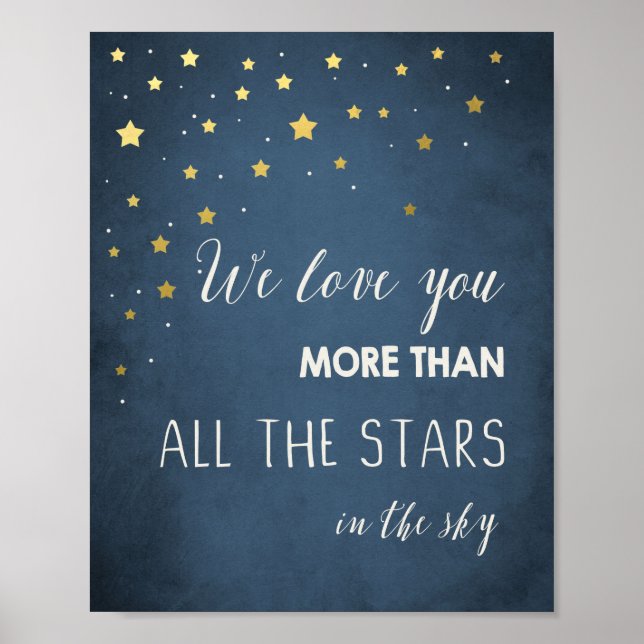 Love you more than all the stars Quote art Nursery Poster (Front)