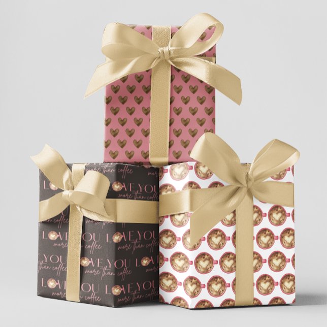Love You More Than Coffee Wrapping Paper Sheets (Spread love with these, "Love you more than coffee" wrapping paper sheets! )
