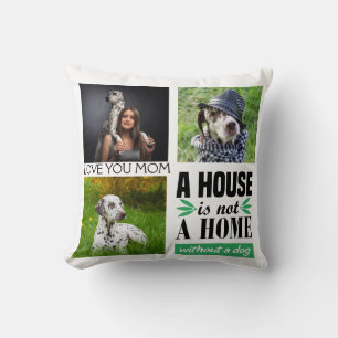 Love you Mum black custom collage & dog quote Throw Pillow