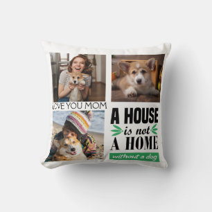 Love you Mum custom three photo collage with quote Throw Pillow