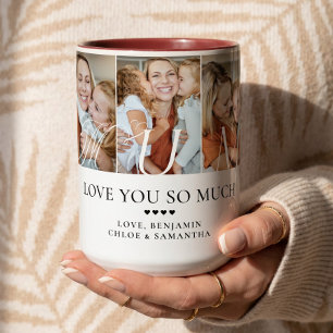 Love You Mum Personalized 5 Photo Collage Gift Two-Tone Coffee Mug