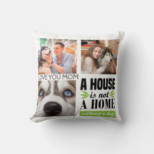 Love you Mum three photos and dog quote Cushion