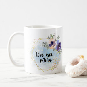 Love You Mum Watercolour Floral gift Coffee Mug