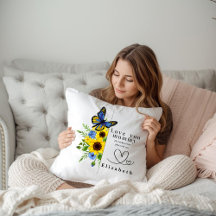 Love You Mummy Personalized Floral Throw Pillow