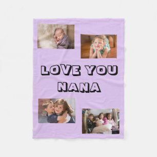 Love You Nana 4 photo Purple  Fleece Blanket