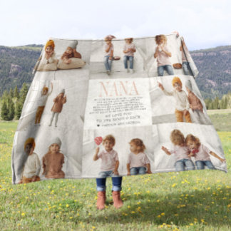 Love You Nana | Custom Message Photo Collage Fleece Blanket