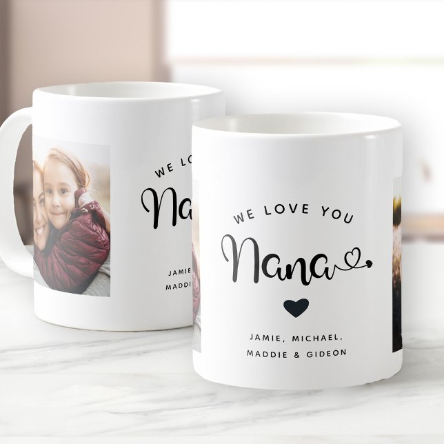 Love you Nana Hearts Custom Two Photo Coffee Mug (Creator Uploaded)