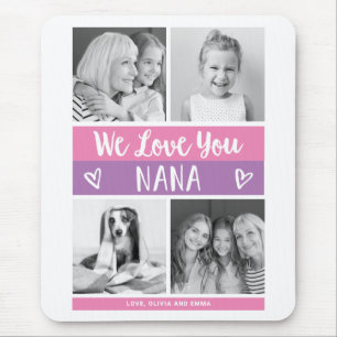 Love You Nana Pink Colour Block Photo Grid Mouse Pad