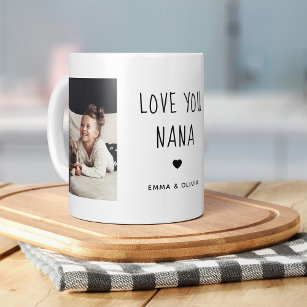 Love You Nana   Two Photo Handwritten Text Coffee Mug