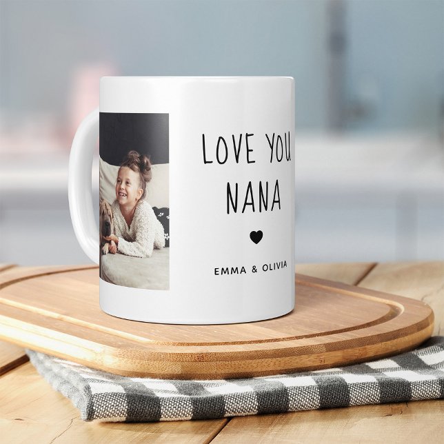 Love You Nana | Two Photo Handwritten Text Coffee Mug (Creator Uploaded)