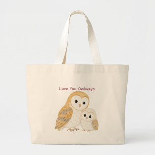 Love You Owlways Cute Barn Owl Grocery Tote Bag