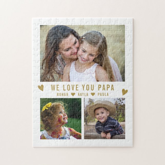 Love You Papa 3 Photo Collage Jigsaw Puzzle (Vertical)