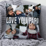 Love You Papa Photo Collage Throw Pillow<br><div class="desc">Let your dad know he's the best with this sweet "love you papa" photo collage pillow. Reserve dad's favorite tv watching or reading spot with this trendy pillow featuring four photos,  modern type,  and a stylish neutral color on the back.</div>