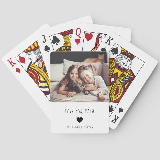 Love You Papa | Your Photo and Handwritten Text Playing Cards (Back)