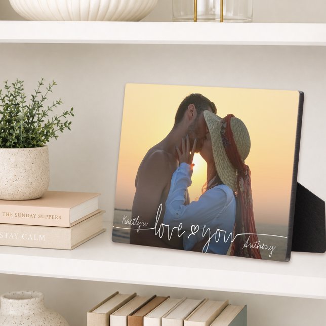 LOVE YOU Photo Handwritten Script Heart Plaque (Creator Uploaded)