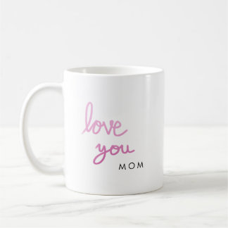 Love you pink handwriting personalized coffee mug