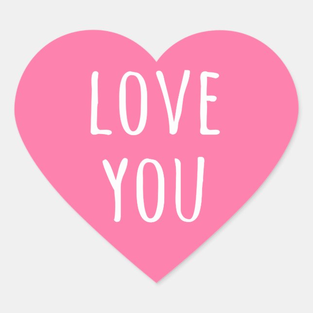 Love you pink Valentine's day heart Heart Sticker (Front)