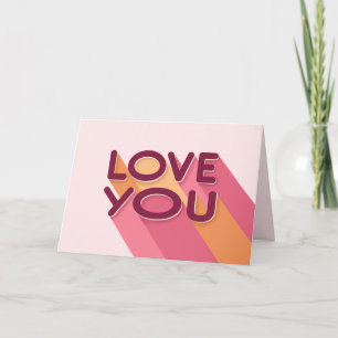 Love You Pink Yellow Retro Stripes Card