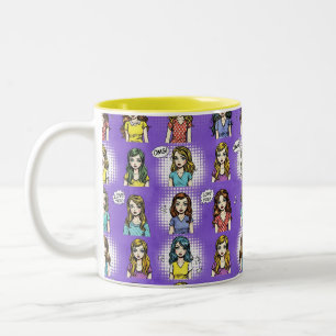 Love You, Pop Art, by Natasha Us   Two-Tone Coffee Mug